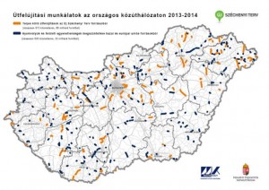 Útfelújítási munkálatok az országos közúthálózaton 2013-2014